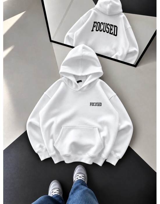 247 OVERSİZE KAPÜŞONLU SWEATSHİRT BEYAZ