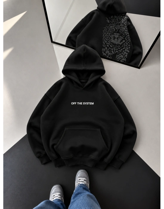 SIRT DETAY DESEN SWEATSHİRT SİYAH