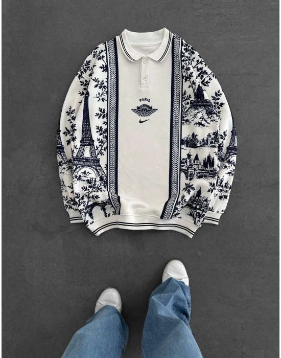 PRS ŞARDONLU SWEATSHİRT BEYAZ