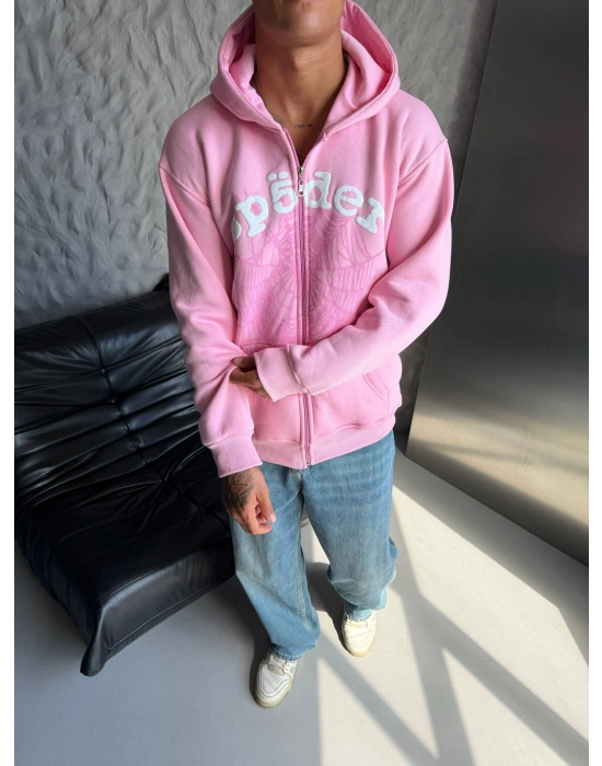 SPİDER ŞARDONLU HIRKA PEMBE