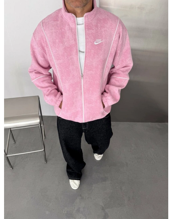 BİYELİ ŞARDONLU UNİSEX HIRKA PEMBE