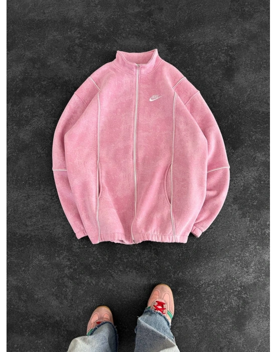 BİYELİ ŞARDONLU UNİSEX HIRKA PEMBE