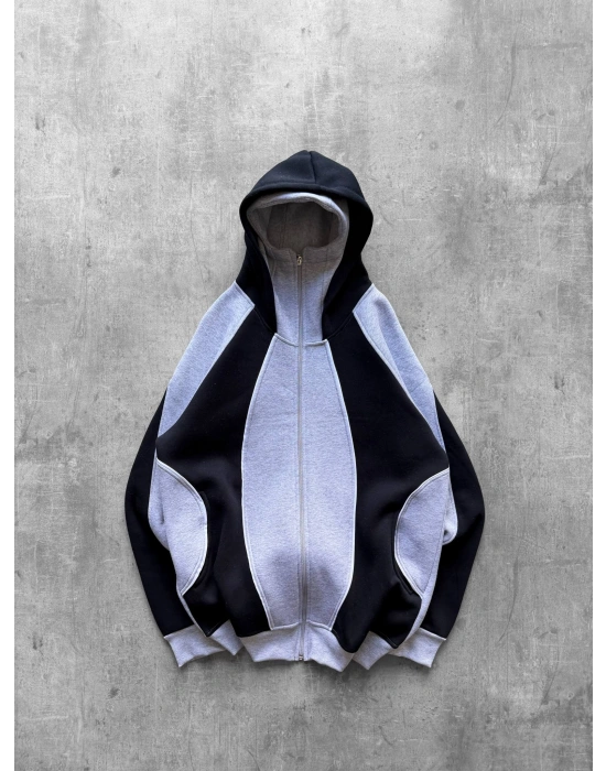 DESENLİ HODDİE KAR MASKE HIRKA GRİ
