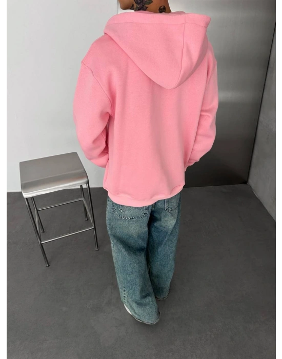 BASİC NAKIŞ DETAY ŞARDONLU HIRKA PEMBE