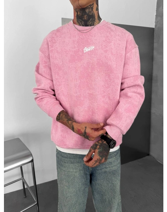 SWD YIKAMALI ŞARDONLU SWEATSHİRT PEMBE