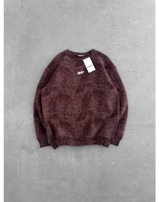 SWD YIKAMALI ŞARDONLU SWEATSHİRT KAHVERENGİ