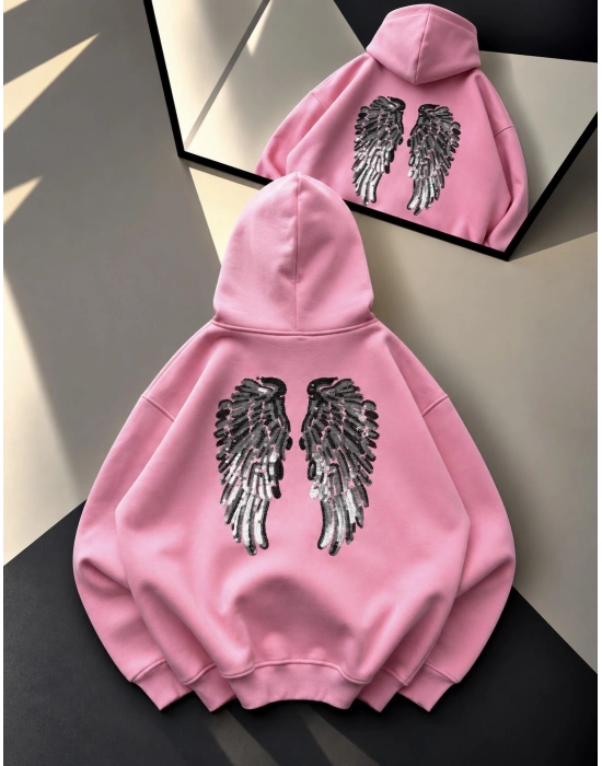 ANGEL ŞARDONLU SWEATSHİRT PEMBE