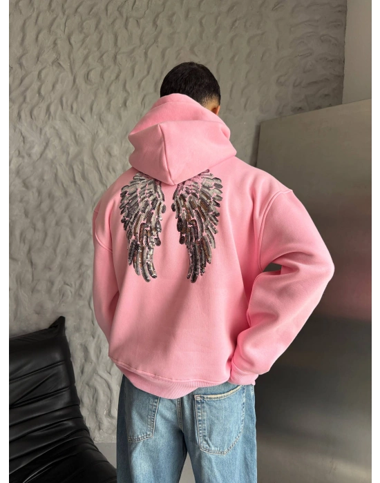 ANGEL ŞARDONLU SWEATSHİRT PEMBE