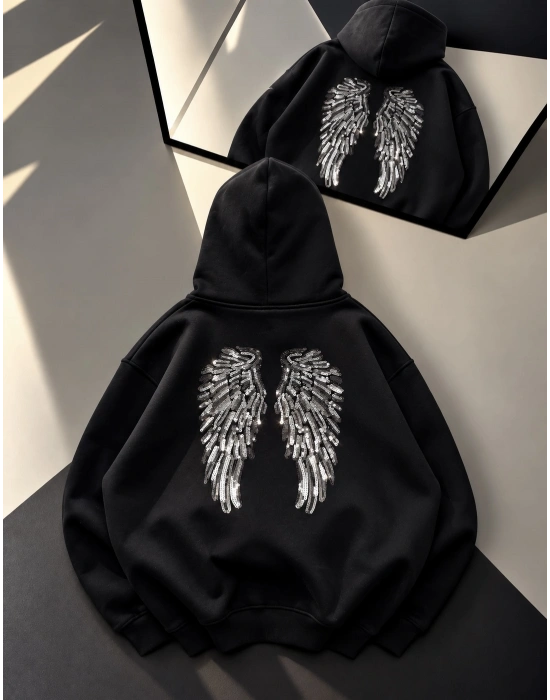 ANGEL ŞARDONLU SWEATSHİRT SİYAH