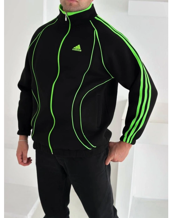 Ad Şardonlu Unisex Hırka  - Siyah