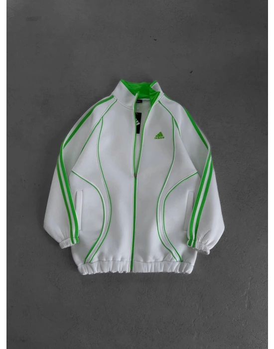 Ad Şardonlu Unisex Hırka Beyaz