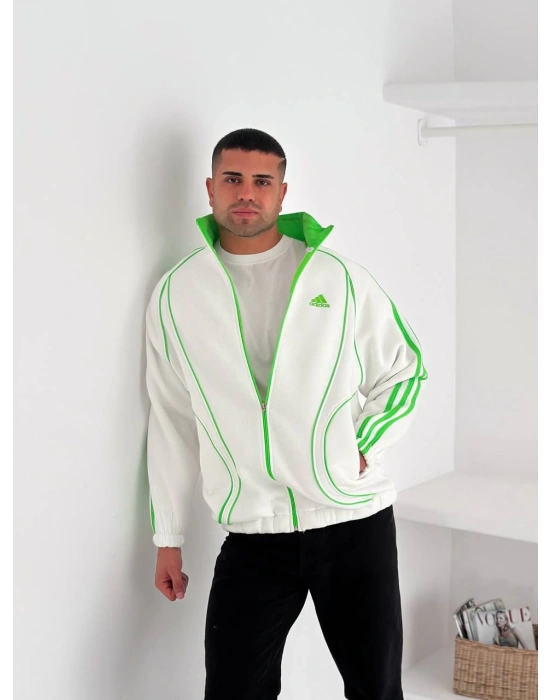 Ad Şardonlu Unisex Hırka Beyaz