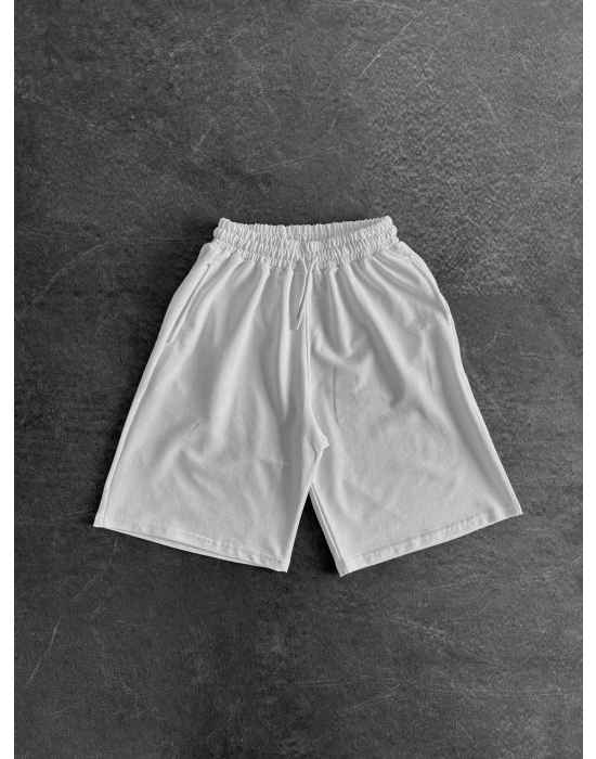 Basic Oversize Şort - Beyaz