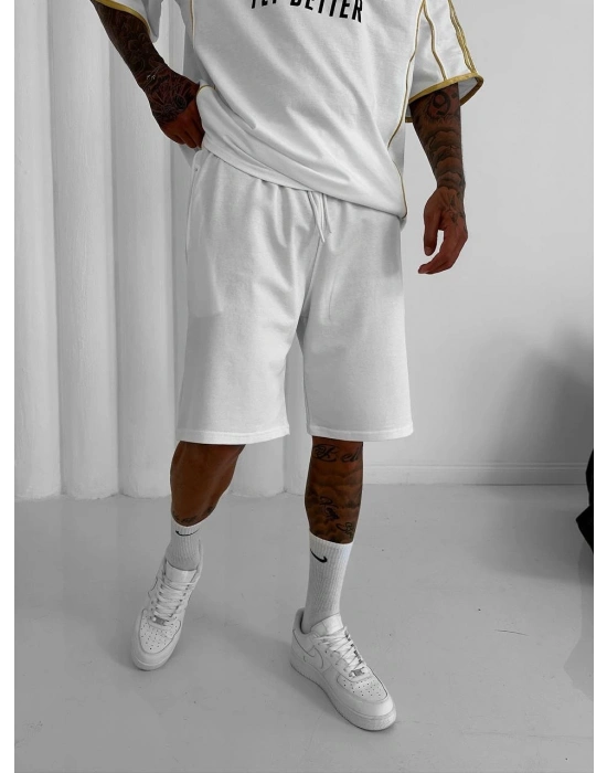 Basic Oversize Şort - Beyaz