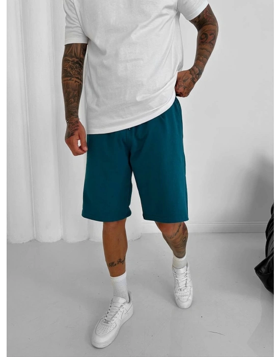 Basic Oversize Şort - Mavi