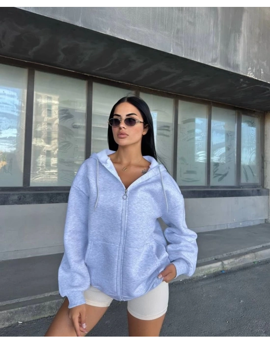 Basic Unisex Hırka - Gri