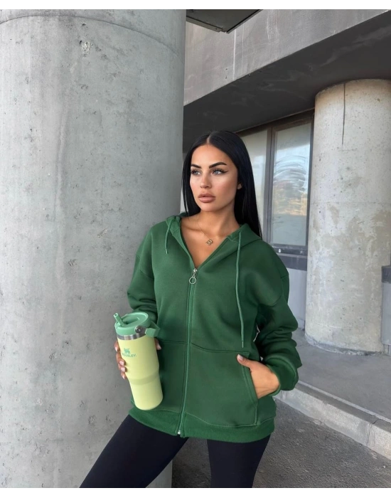 Basic Unisex Hırka - Yeşil