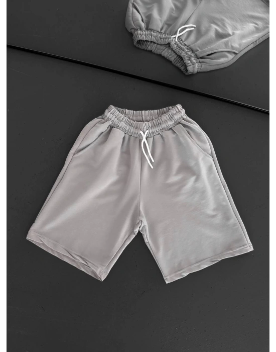 Basic unisex oversize şort Gri