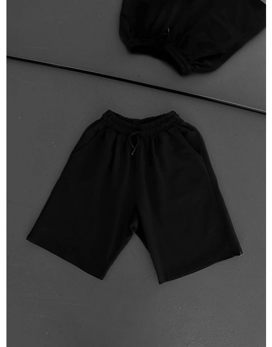 Basic unisex oversize şort Siyah