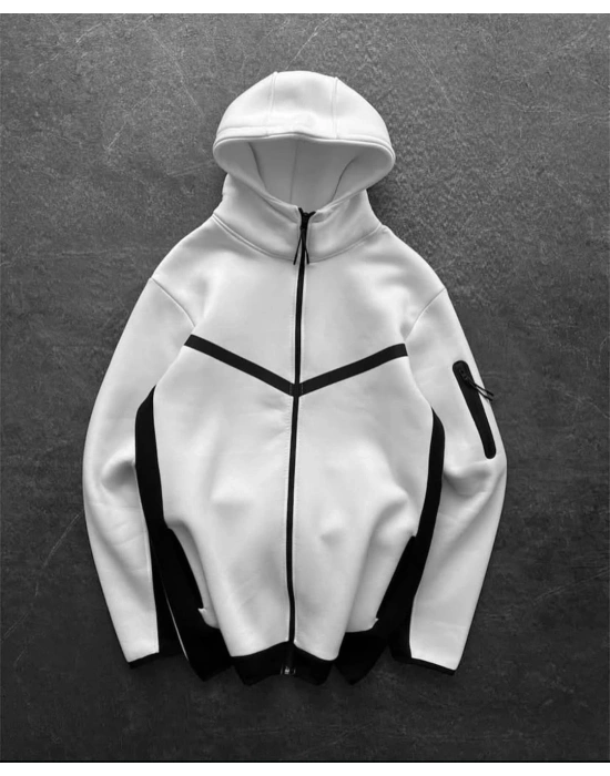 Cepli Tech Unisex Hırka Beyaz