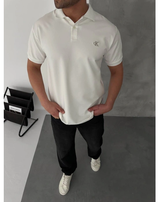 CK Polo Yaka Unisex Tshirt Beyazz