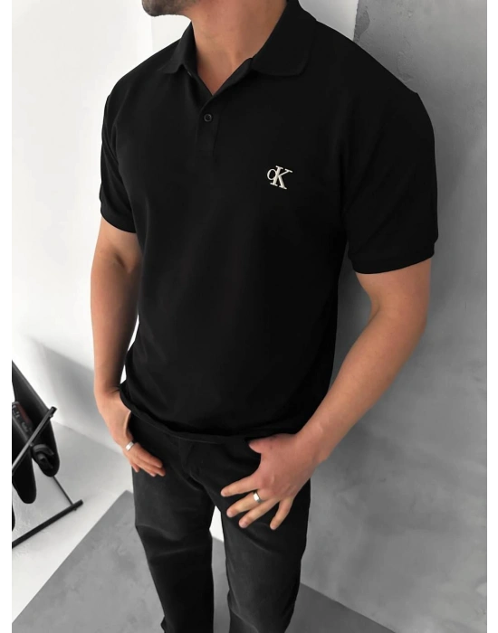 CK Polo Yaka Unisex Tshirt Siyahh