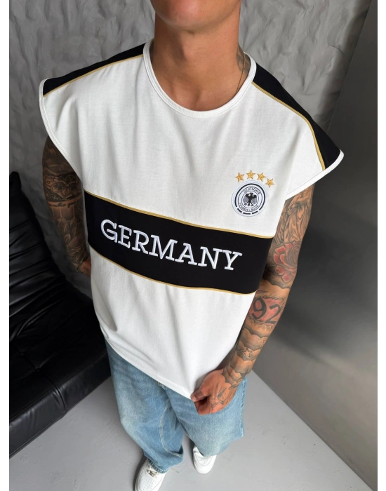 Germany Sıfır Kol Tshirt Beyaz
