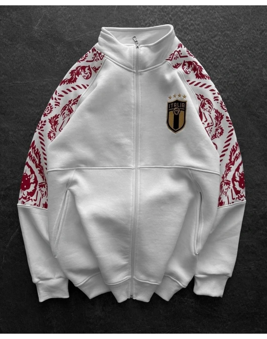 İtaly Oversize Şardonlu Hırka Beyaz