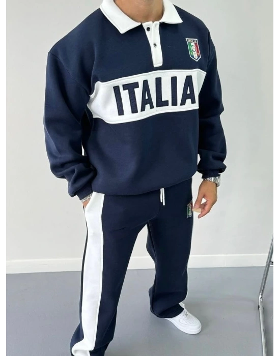 İtaly Şardonlu Unisex Eşofman Takım Lacivert