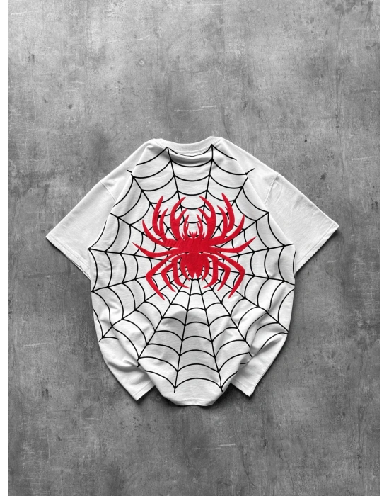 Kabartma Detay Oversize Tshirt Beyaz