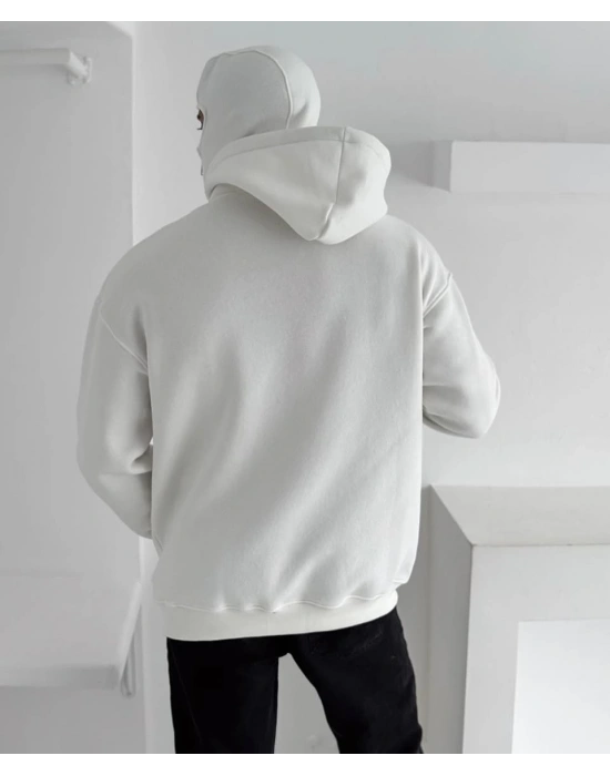 Kar Maske Unisex Hırka Beyaz