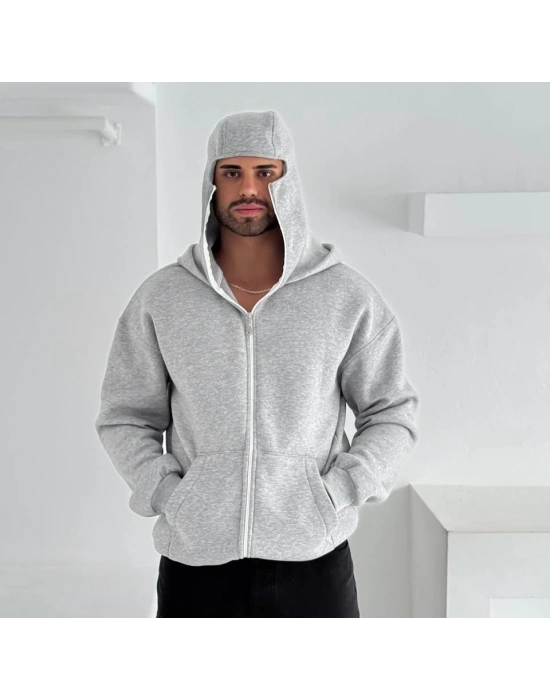 Kar Maske Unisex Hırka Gri