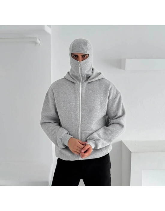 Kar Maske Unisex Hırka Gri