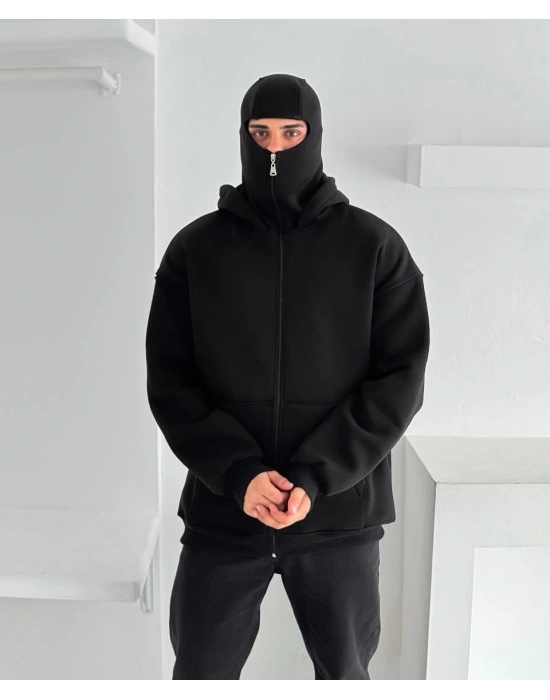 Kar Maske Unisex Hırka Siyah