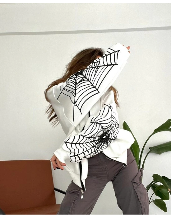 Örümcek Kar Maske Unisex Hırka Beyaz