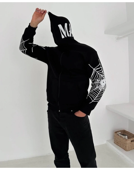 Örümcek Kar Maske Unisex Hırka Siyah