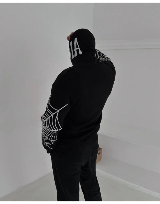 Örümcek Kar Maske Unisex Hırka Siyah