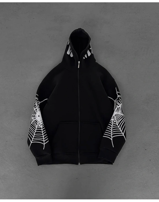 Örümcek Kar Maske Unisex Hırka Siyah