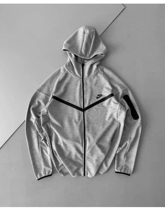 Oversize Kapüşonlu Hırka - Gri