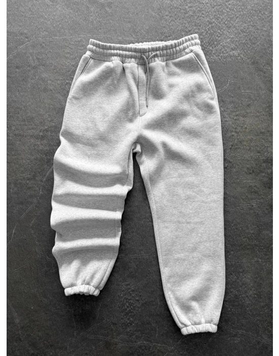 Paça Lastik Şardonlu Unisex Eşofman Gri