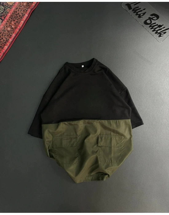 Paraşüt detay cepli tshirt - Yeşil