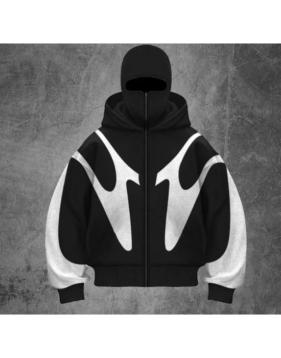 Parçalı Kar Maske Unisex Şardonlu Hırka