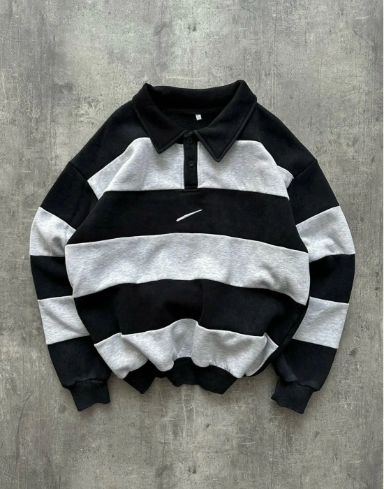 Parçalı Nk Polo Yaka Sweatshirt