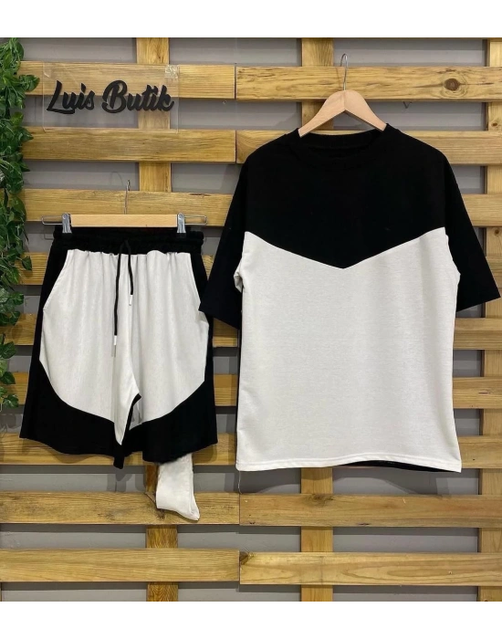 Parçalı Unisex Şortlu Takım - Siyah