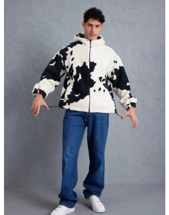 Peluş Kapüşonlu Unisex Hırka