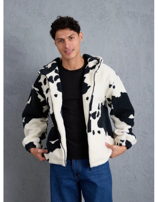 Peluş Kapüşonlu Unisex Hırka