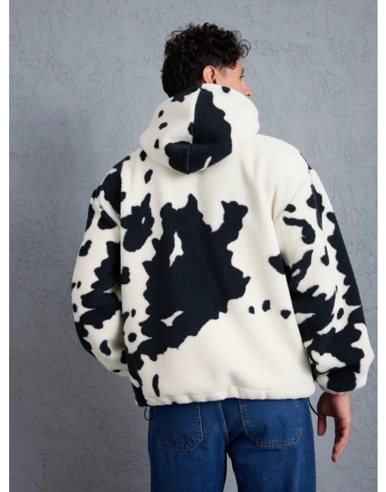 Peluş Kapüşonlu Unisex Hırka