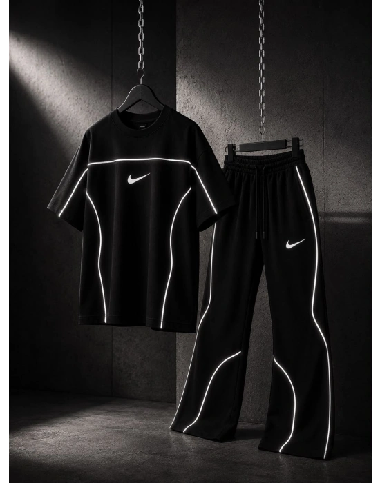 Reflektör Baggy Eşofman Takım Siyah