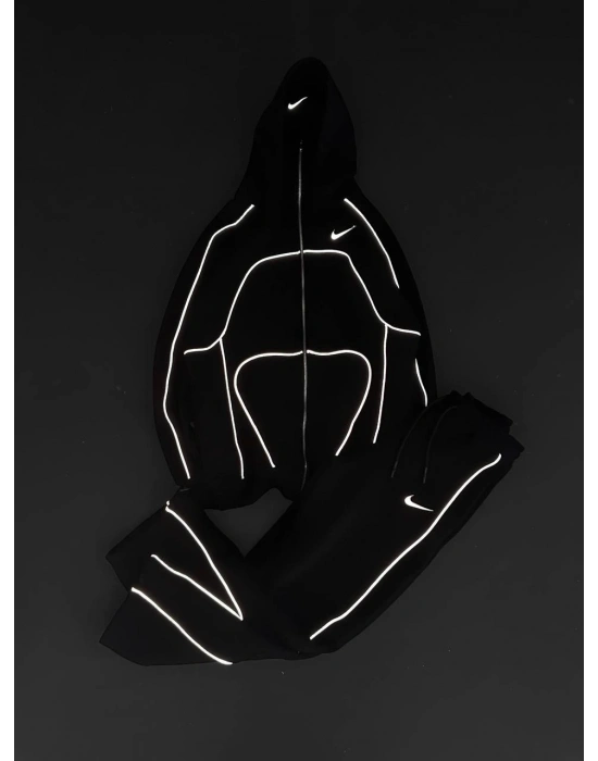 Reflektör Detay Unisex Eşofman Takımı Siyah