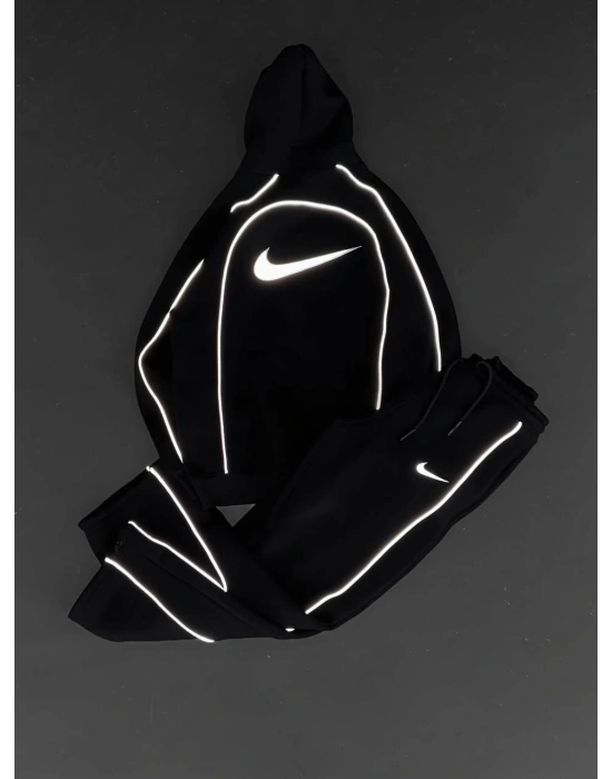 Reflektör Detay Unisex Eşofman Takımı Siyah